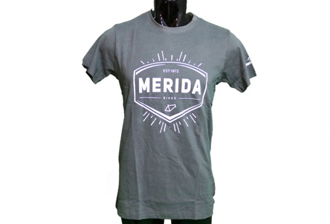 חולצת T אפור לוגו לבן MERIDA