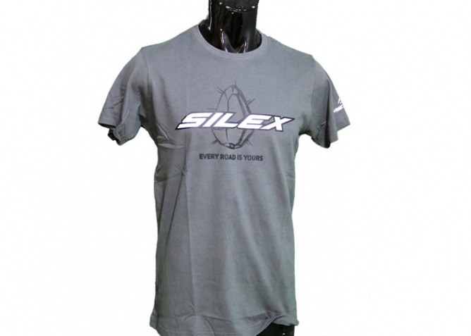 חולצת T אפור לוגו לבן MERIDA SILEX